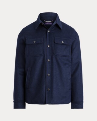 Ralph Lauren Wool-Blend Shirt Jacket Purple Label Size XL | eBay