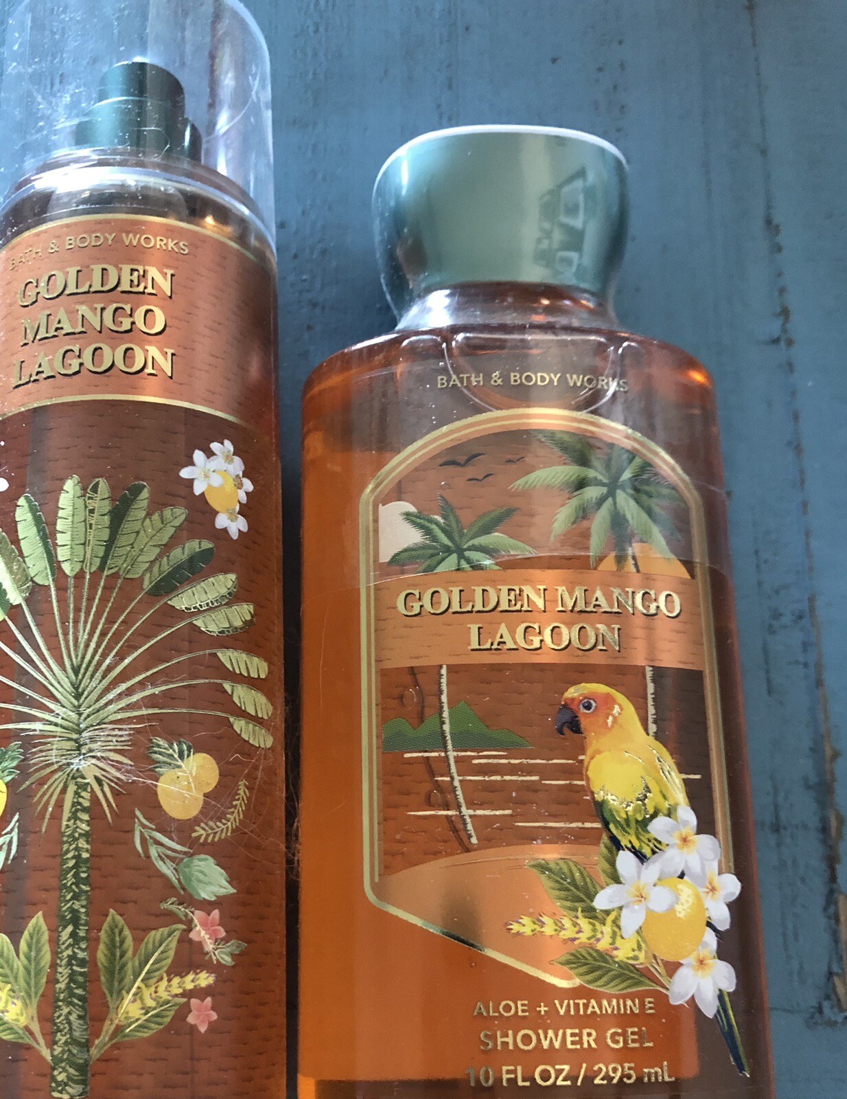 Bath & Body Works Golden Mango Lagoon Fragrance Mist & Shower Gel Set New