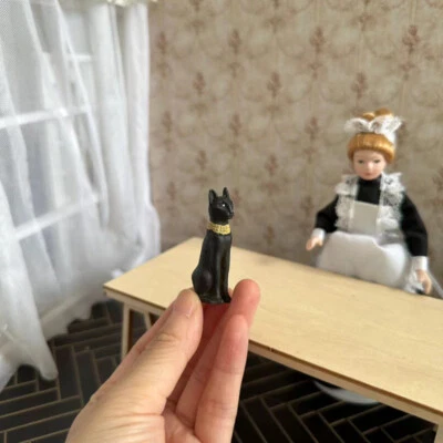 1/12 Scale Dollhouse Miniatures Black Cat Pet Accessories Castle Pharaoh Resin