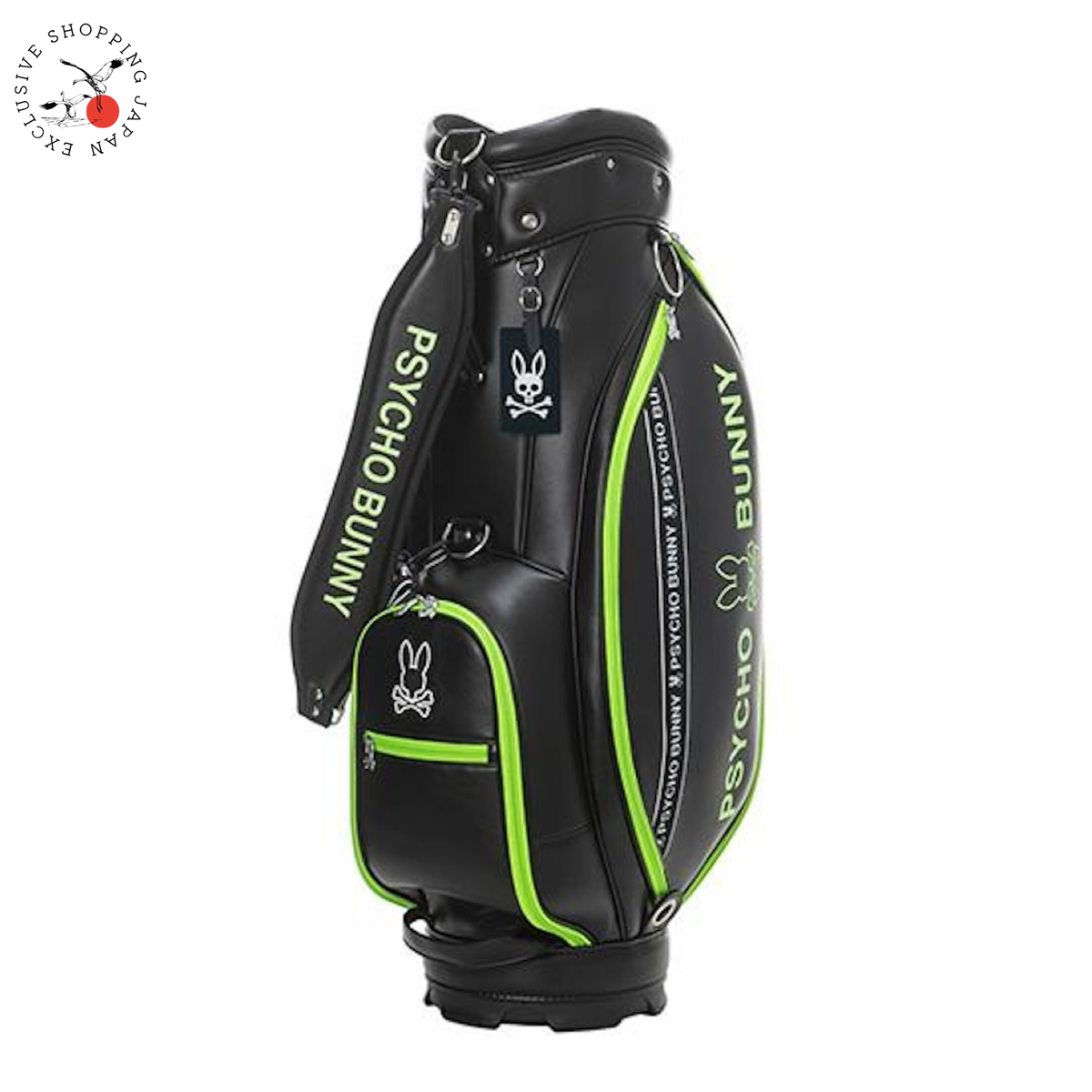 PSYCHO BUNNY ゴルフバッグ 黒/緑 Psycho Bunny Golf Flagship Cart Bag 9 x 46in 3.7kg 5-way Men 2025