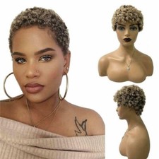 Curly Wig short Women's Safe Heat Pixie Hair Synthentic Afro Short Wigs Cut Wig