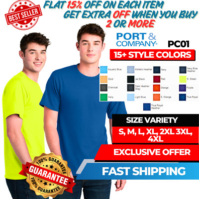 Port & Company PC01 Mens Short Sleeve Core Blend Recycled Plain Cool T-Shirt