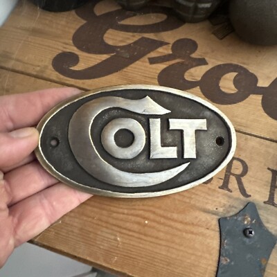 Colt Plaque Sign Genuine USA SOLID BRASS Rifle Gun Cowboy Deputy ...