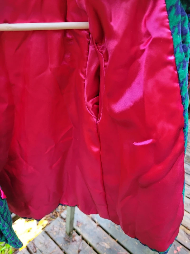 Penelope Mack Girls Size 3  Green Pink Jacket Coat Corduroy And Satin - Image 3 of 4