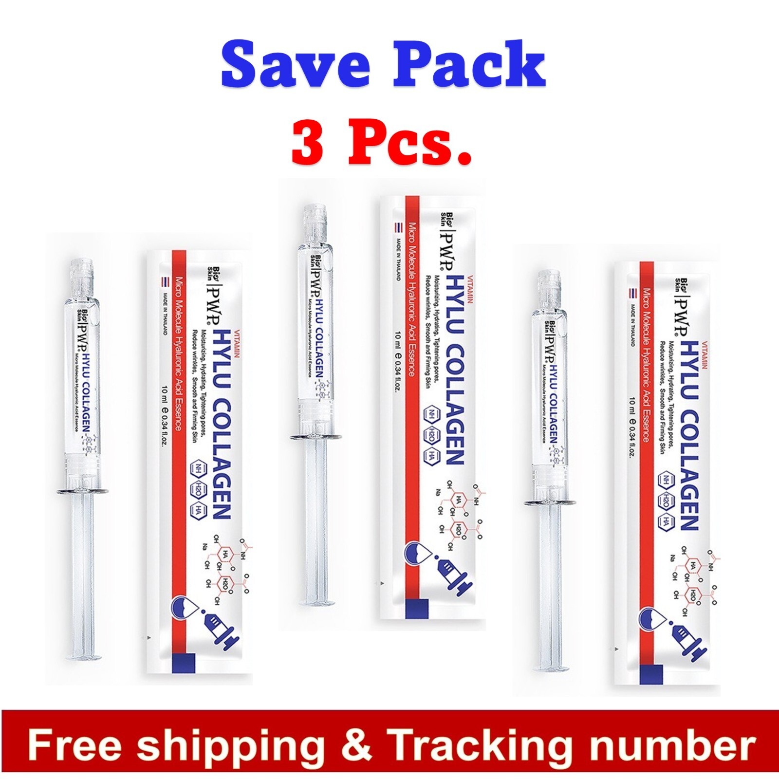 3x PWP Hylu Collagen Serum Essence Anti-aging Reduce Wrinkles Moisturizing 10 ml