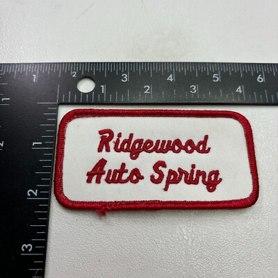 Vintage Red Letter RIDGEWOOD AUTO SPRING Patch (Car Auto Related) 49a1