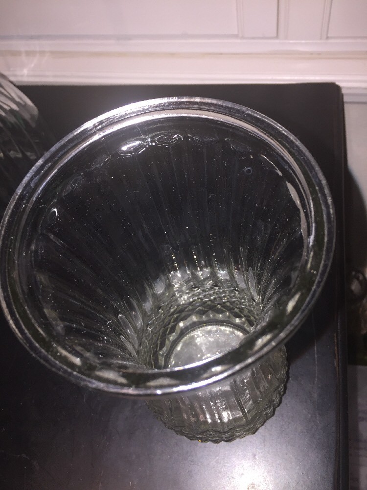 Hoosier Glass Vase 4088 C Pressed Diamond Cut Vintage Clear Flower Pot