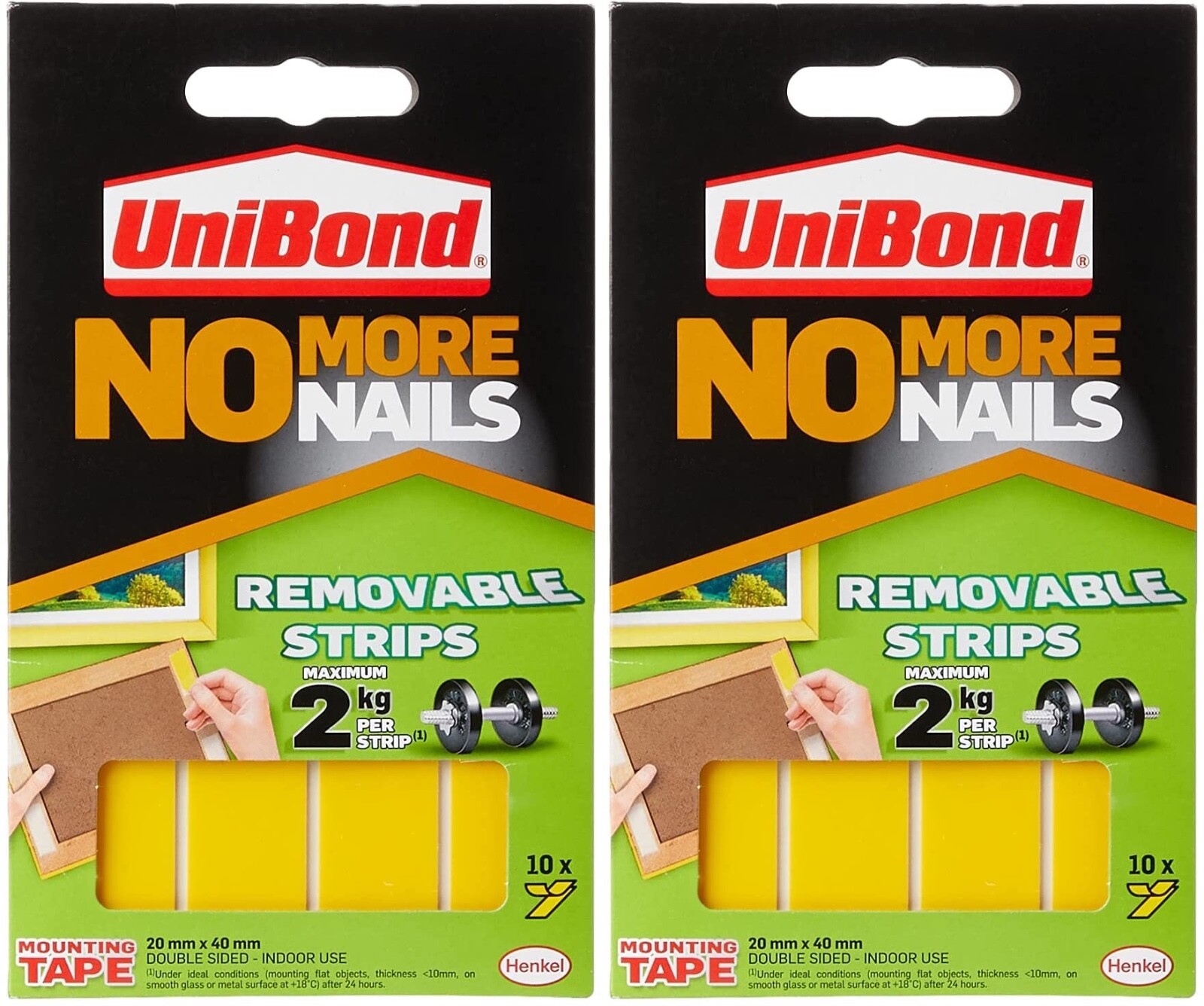 20x UniBond No More Nails Removable Picture Hanging Adhesive Double Sided Strips