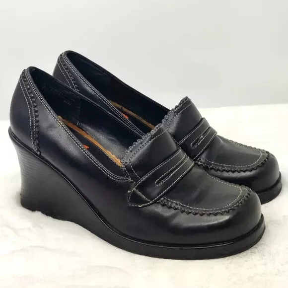 Black wedge best sale loafer