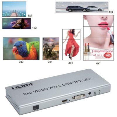 2x2 DVI HDMI Video Wall Controller Splicing Processor Image Stitching Monitor TV