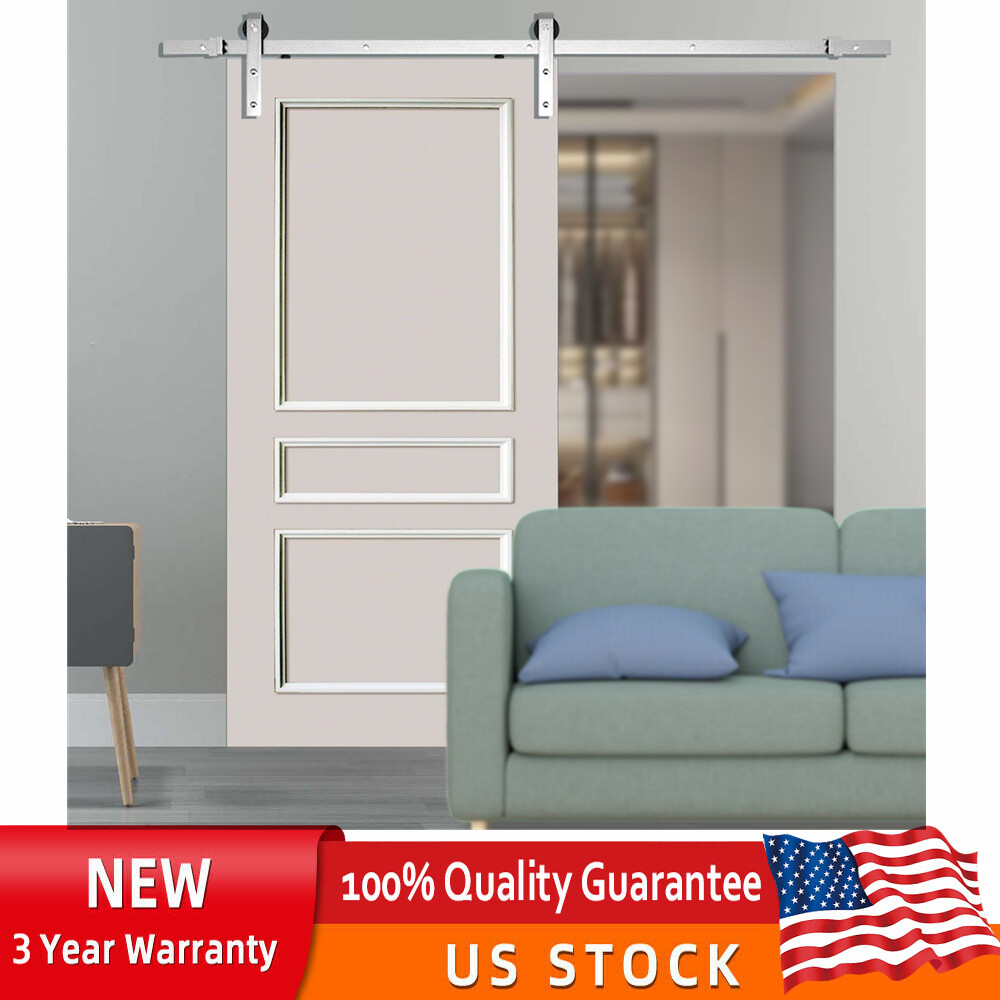 Sliding Barn Door Hardware Track Kit Smoothly Straight Pulley Heavy Duty NEW