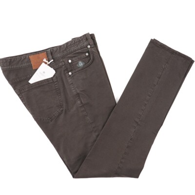 Luigi Borrelli Slim-Fit Brown Garment-Washed Cotton 5-Pocket Pants 42 NWT Jeans