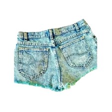 Vintage Vintage Turquoise Tinted High Waisted "Mom" Distress Cutoff Jean Shorts