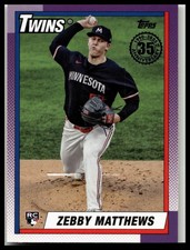 2025 Topps #T90-74 Zebby Matthews 1990 Topps Baseball 35th Anniversary RC
