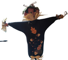 Fall Pumpkin Scarecrow decoration hand crafted 20" tall