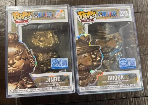 One Piece Bronze Funko Statue Brook Jinbe Pop! Plus Sealed In Protectors
