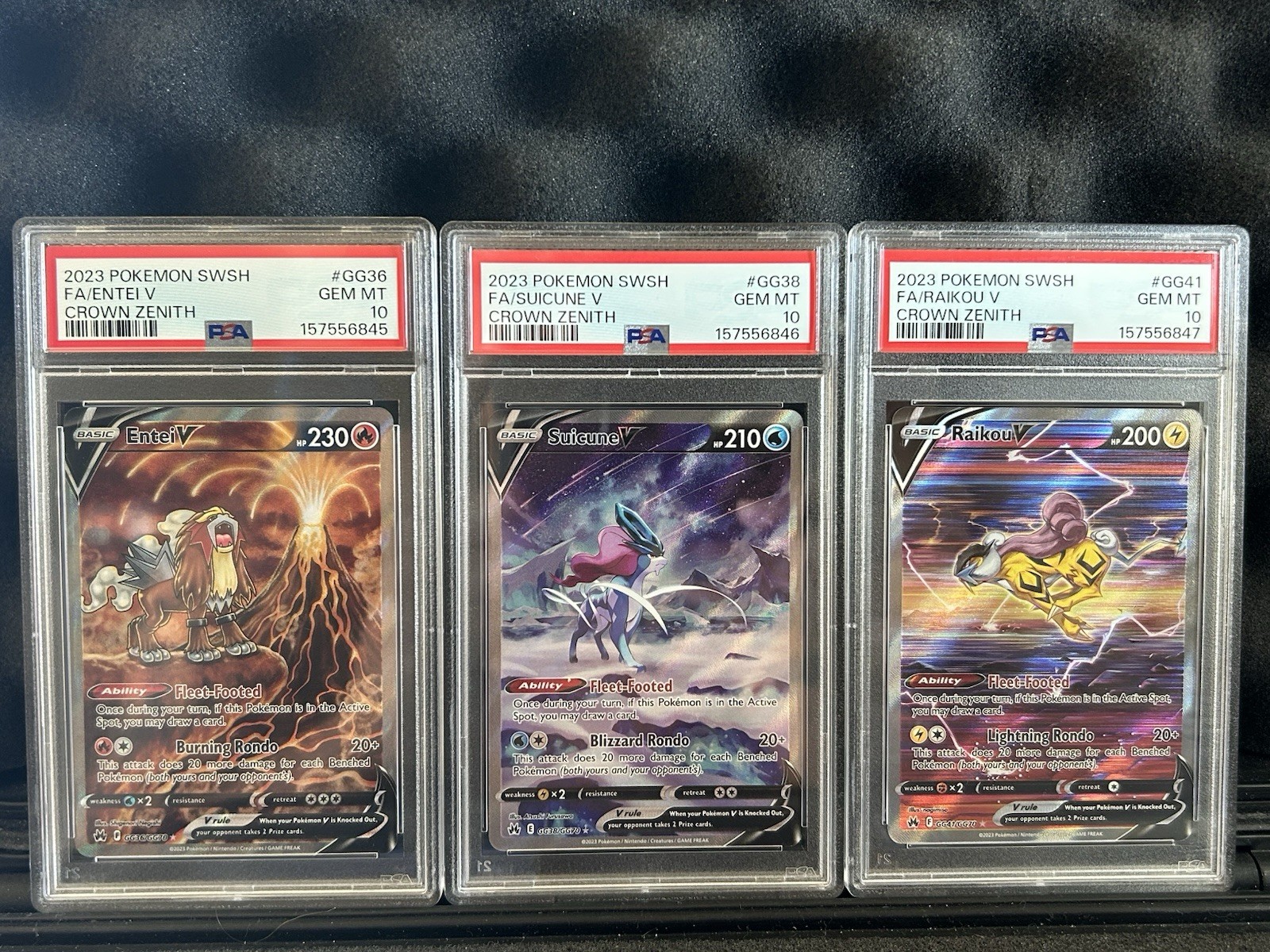 PSA 10💎 Sequential Suicune V Entei V Raikou V GG36 GG38 GG41  SWSH Crown Zenith