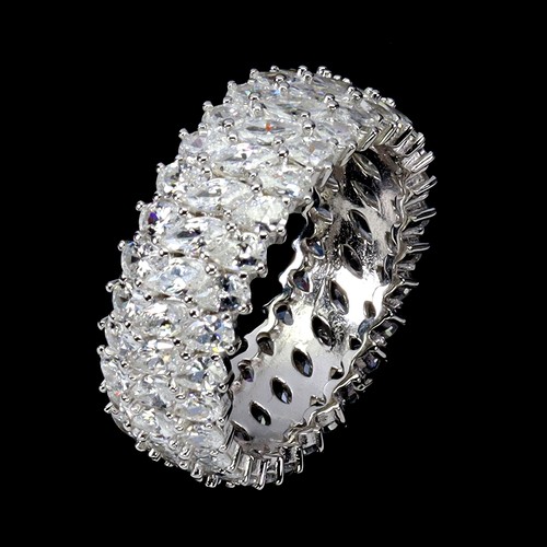 925 Sterling Silver Ring Marquise Simulated Cz Gemstone Jewelry Size 7 - Picture 3 of 14