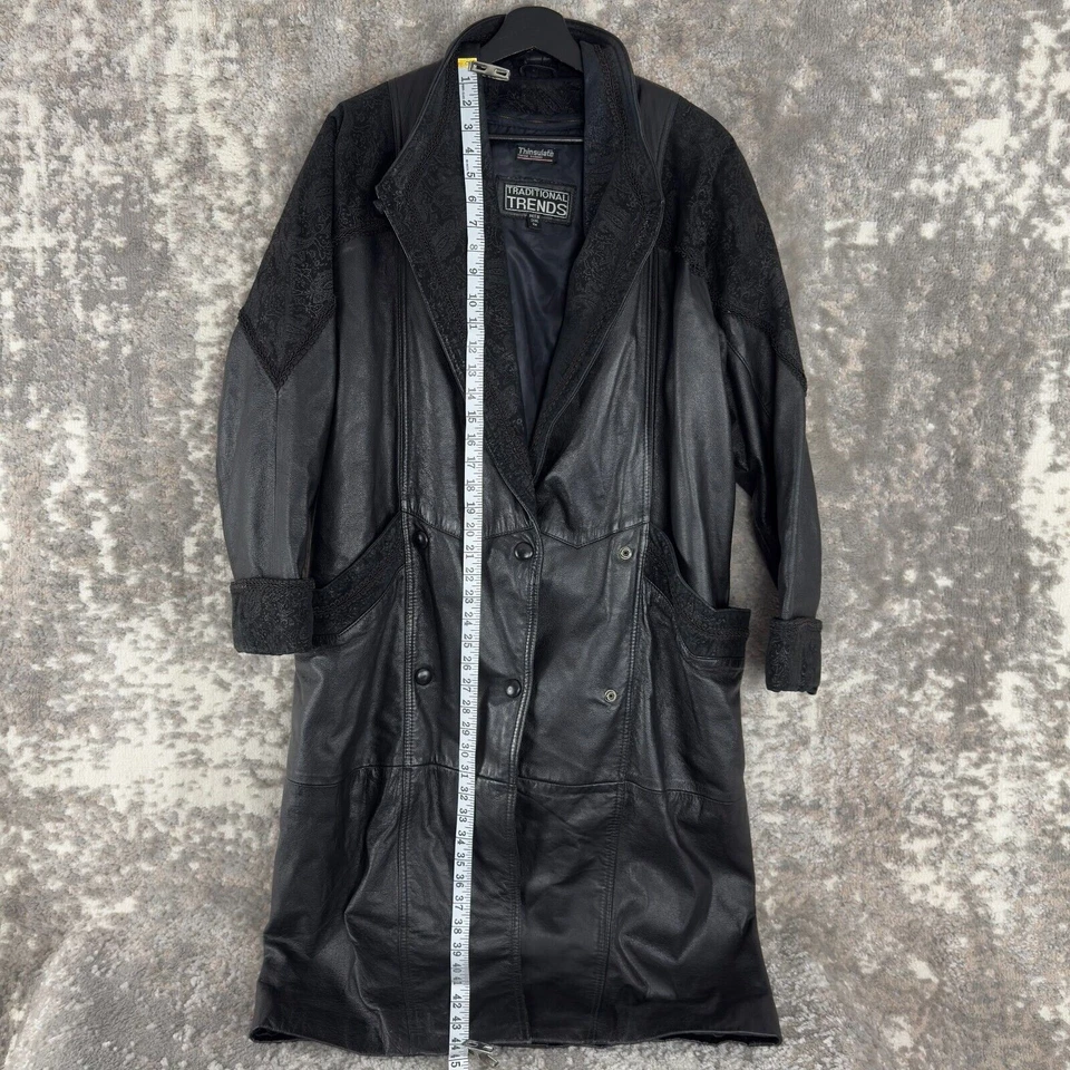 Traditional Trends Petites Sz PM Moto Leather Floral Snap Jacket Trench Coat - Image 3 of 4