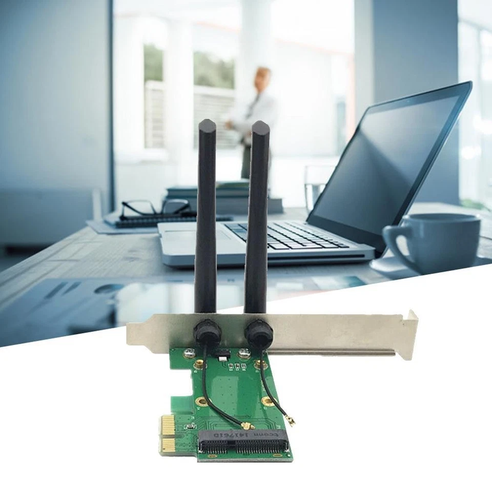 Wireless Wifi Network Card Mini PCI-E To PCI-E 1x Desktop 2x Adapter ❁ - Bild 4 von 4