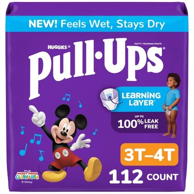 Potty Ups Boys Training Pants 3T-4T 32-40 lbs 112 Count Pull Size