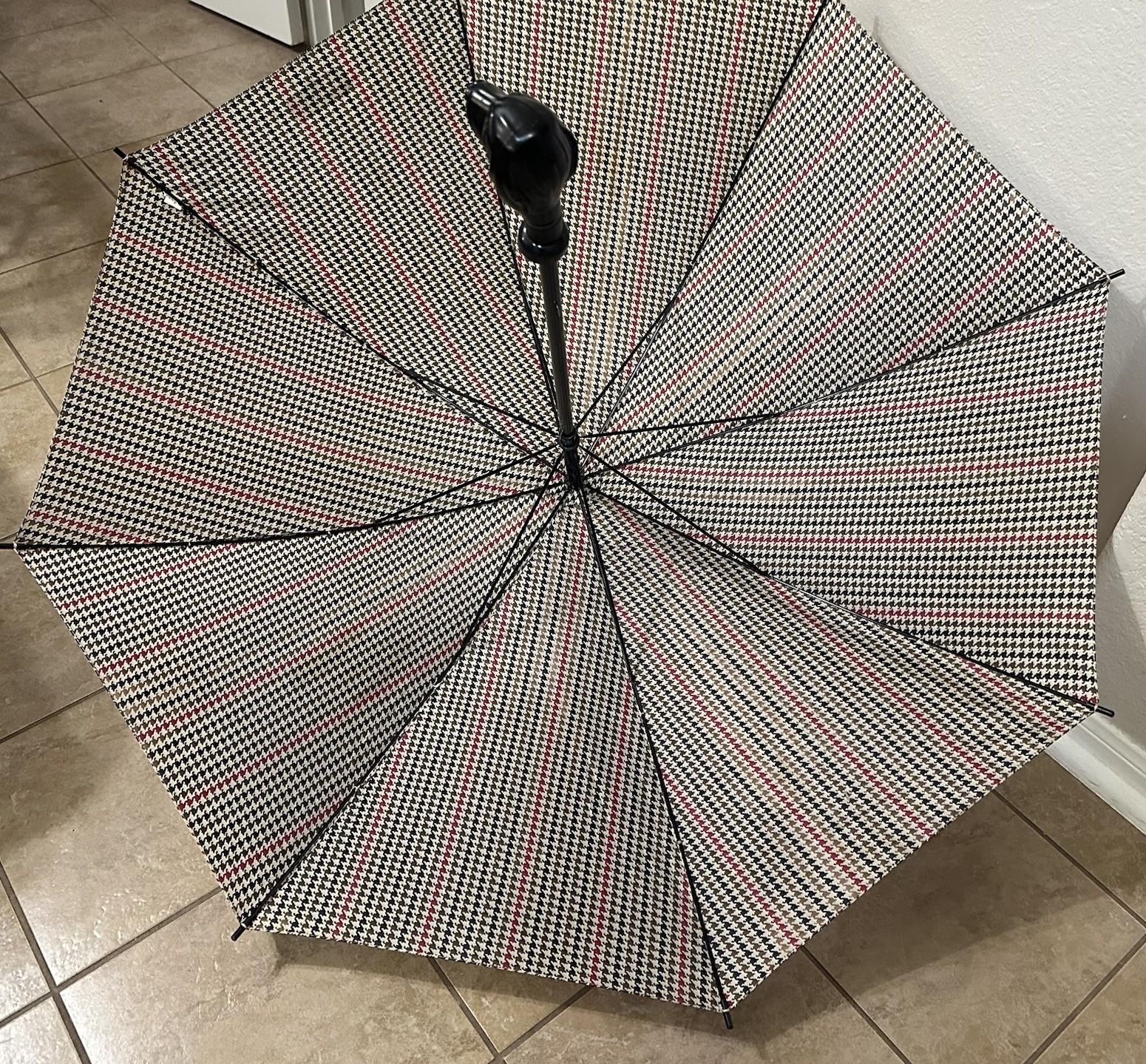 Aramis Houndstooth Pattern Large Umbrella Bloodho… - image 6