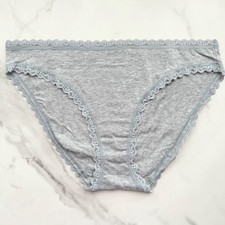 Victoria's Secret Lace-Trim Lace-Waist Bikini Panty Heather Grey Size M