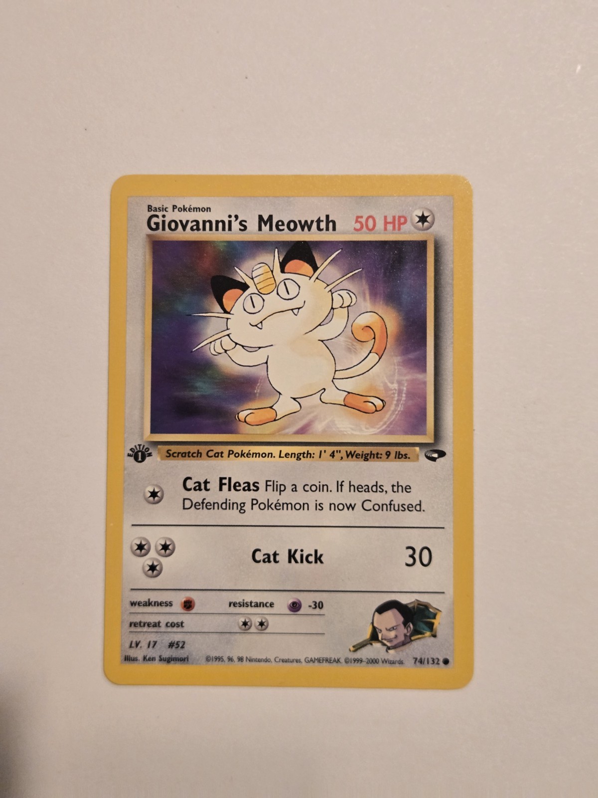 Giovanni's Meowth 74/132 - Gym Challenge Pokemon Card 1st Edition  LP