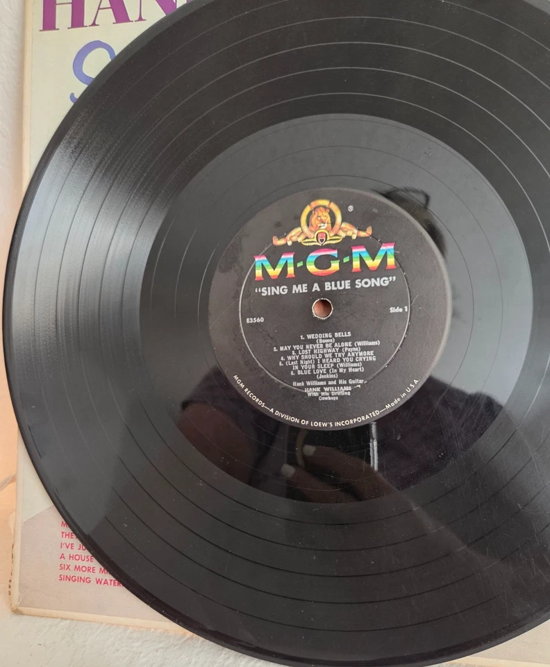 HANK WILLIAMS - SING ME A BLUE SONG - MGM RECORDS E3560 VG 1960 RELEASE LP VINYL - Image 3 of 4