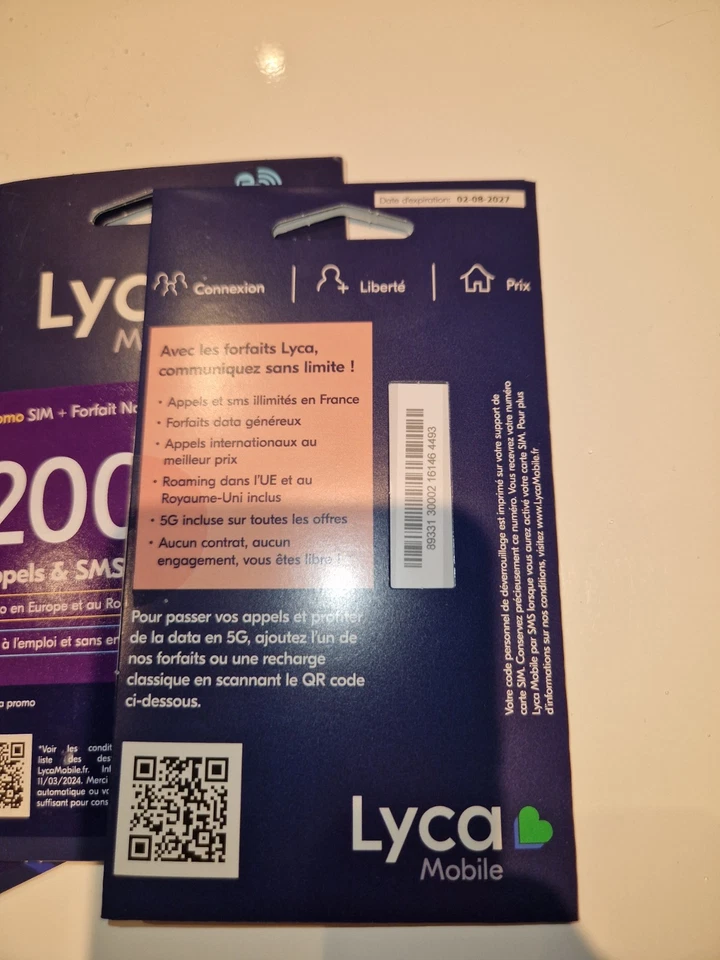 Lycamobile SIM Prépayée 200Go /Appel Sms illimités 4-5G /30 jours Lyca Mobile - Photo 3/4