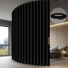 Accordion-Style Room Divider with Ceiling Track - Foldable Partition Curtain,...