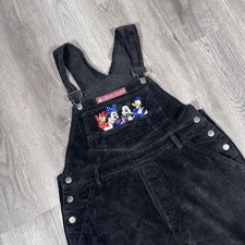 Vintage 90s Mickey Unlimited Adult Corduroy Overalls Disney Black Jerry Leigh M