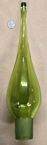 Vintage Huge 15.5" Blenko Green Glass Stopper Only Ground Base from 7235 Vase