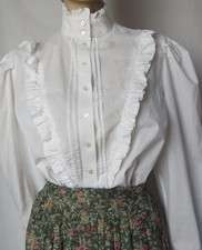 Laura Ashley Bluse 40 42 weiß vintage Rüschen 80er viktorianisch 100 % Baumwolle