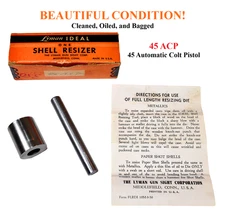 VF -- Vintage LYMAN IDEAL Shell Resizer Tool 45 ACP Colt Pistol in Original Box