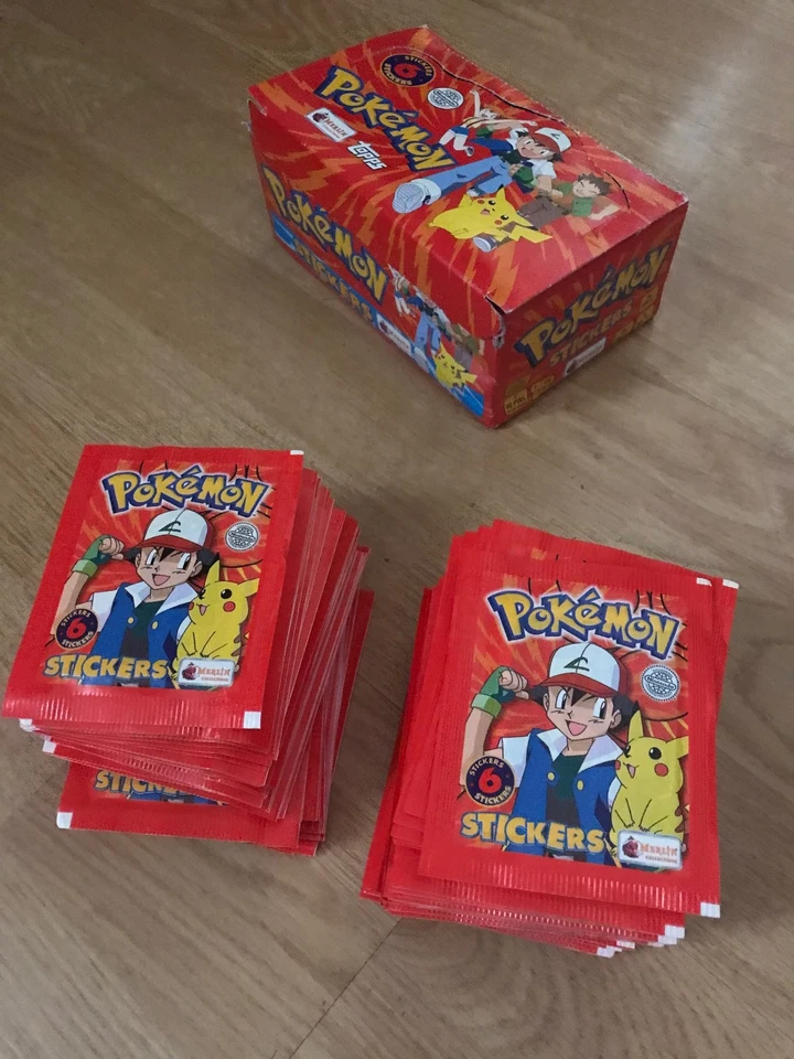 Boîte + 100 booters x6 stickers Pokemon Merlin collection - Topps Série 1 - 1999 - Photo 3/3