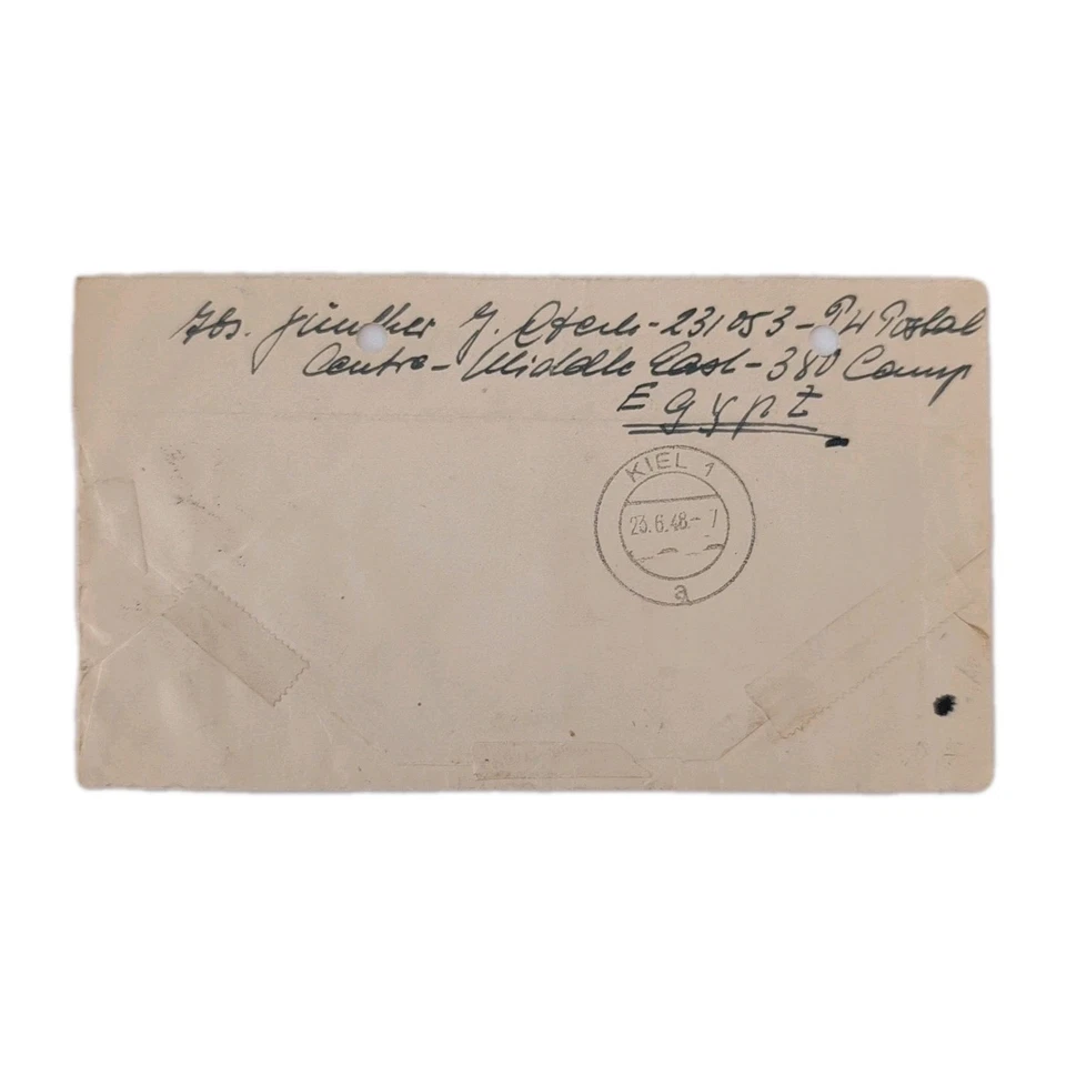 Kriegsgefangenenpost aus Ägypten 1948 Luftpost POW Camp 380 Fanara Suez Canal - Bild 4 von 4