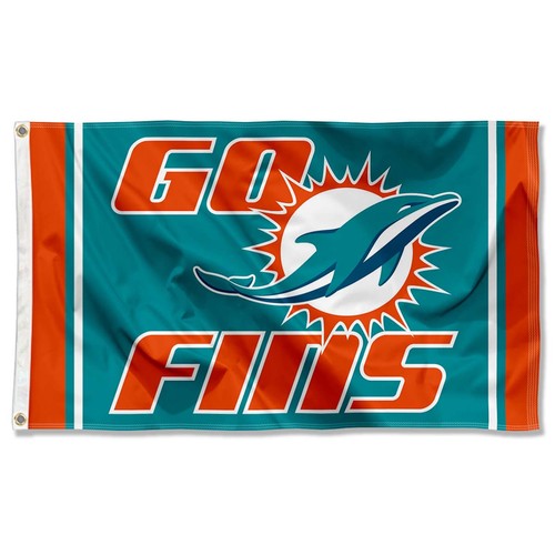 3x5 Foot Miami Dolphins Go Fins Flag - Picture 1 of 6