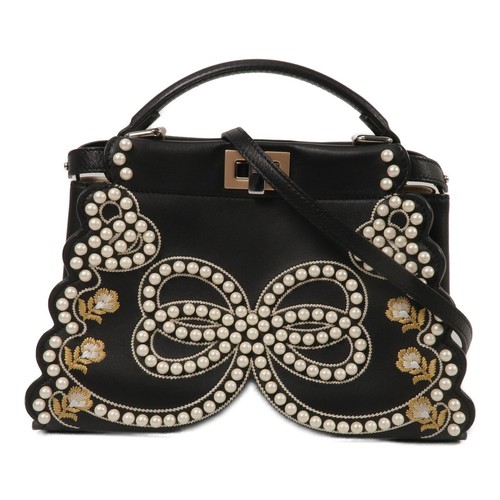 FENDI SHW Peekaboo Mini 2WayShoulder Bag 8BN244 Calfskin Leather Black
