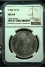1904-O Morgan Silver Dollar MS 64 NGC Brilliant White Coin Good Luster
