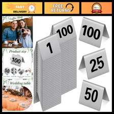 100 Pack Stainless Steel Table Numbers 1-100, Double-Sided Tent Signs for Events