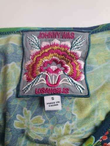 Vestido para mujer Johnny Was talla pequeña verde floral - Imagen 9 de 12