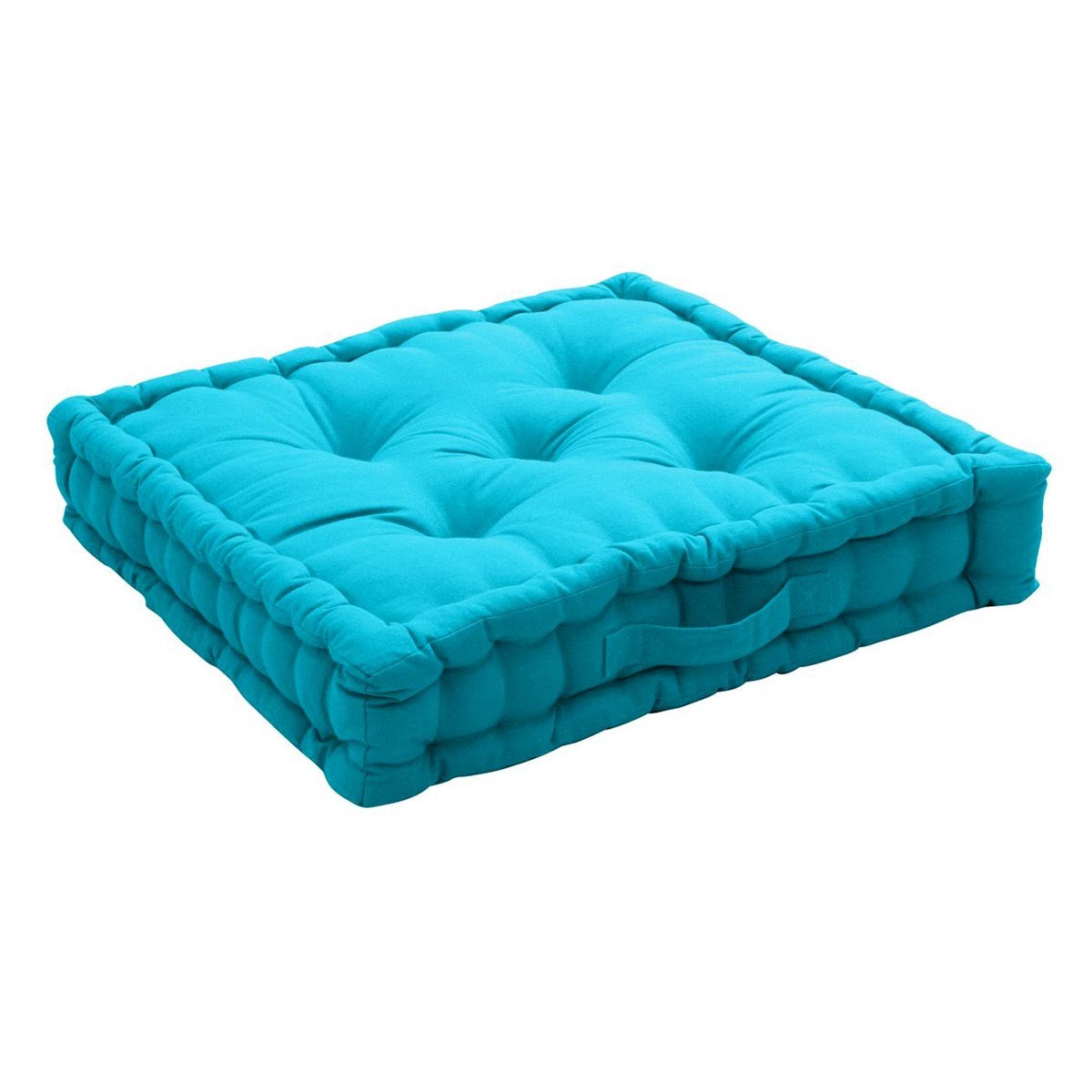 Coussin de sol Panama turquoise 50x50cm haut de gamme en toile bachette