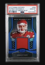 2017 Patrick Mahomes PSA 10 Certified New Gen Mirror Blue /50 Rookie Patch Prizm