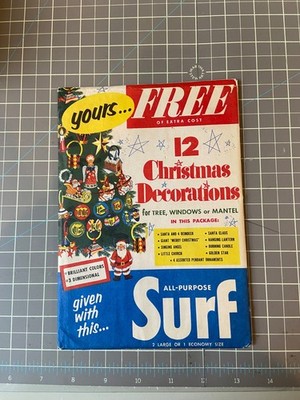 Vintage Christmas Decorations Paper Die Cut 3D 1952 Surf Laundry Lever Bros New