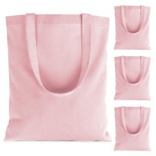 Canvas Tote Bag - 4 PCS Pink Cotton Canvas Reusable Grocery Shopping Blank To...