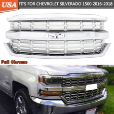 Front Bumper Upper Grille For 2016 2017 2018 Chevy Silverado 1500 All Chrome ABS