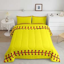 Softball Comforter Set for Girls Boys Kids Baseball Comforter Yellow Decor Te...