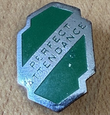 Antique  PERFECT ATTENDANCE  Grade / High School Merit Pin 925 Sterling Silver