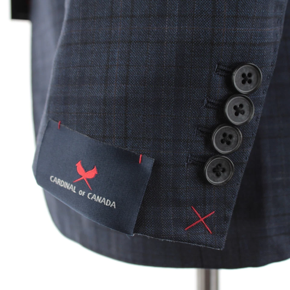 Abrigo deportivo de lana Cardinal of Canada nuevo con etiquetas talla 38R EE. UU. en azul con cuadros marrones y grises Foto 3 de 4